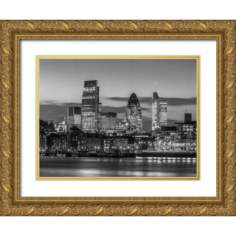 London skyline over river Thames, UK Gold Ornate Wood Framed Art Print with Double Matting by Frank, Assaf
