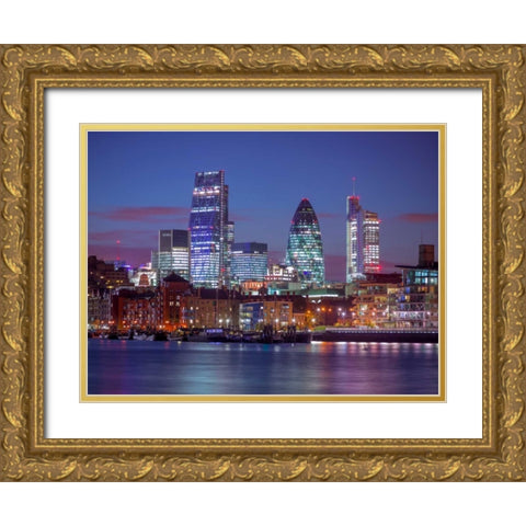 London skyline over river Thames, UK Gold Ornate Wood Framed Art Print with Double Matting by Frank, Assaf
