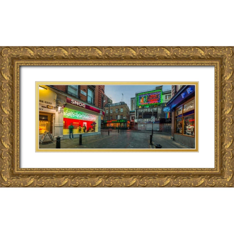 London city street in evening Gold Ornate Wood Framed Art Print with Double Matting by Frank, Assaf