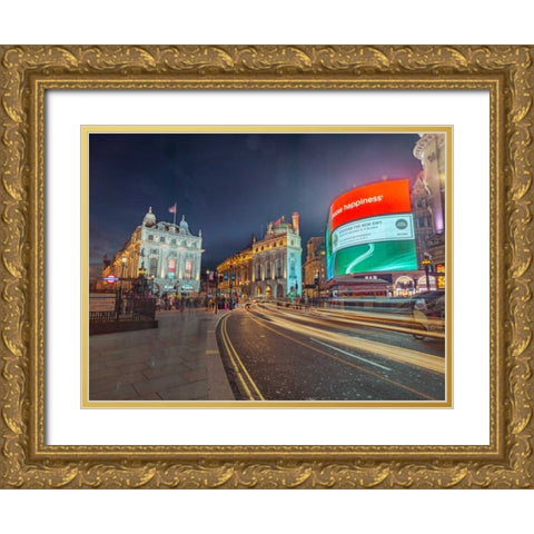London city street in evening Gold Ornate Wood Framed Art Print with Double Matting by Frank, Assaf