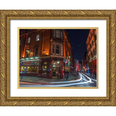 London city street in evening Gold Ornate Wood Framed Art Print with Double Matting by Frank, Assaf