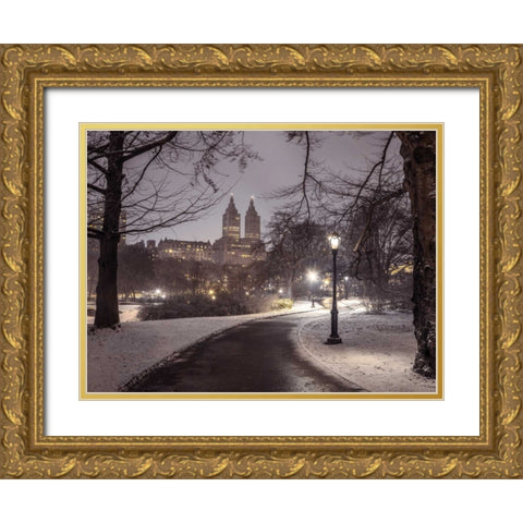 Central park with Manhattan skyline, New York Gold Ornate Wood Framed Art Print with Double Matting by Frank, Assaf