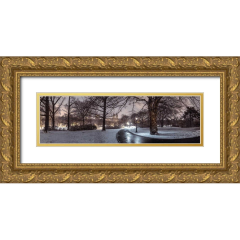 Central park with Manhattan skyline, New York Gold Ornate Wood Framed Art Print with Double Matting by Frank, Assaf