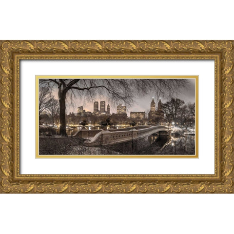 Central park with Manhattan skyline, New York Gold Ornate Wood Framed Art Print with Double Matting by Frank, Assaf