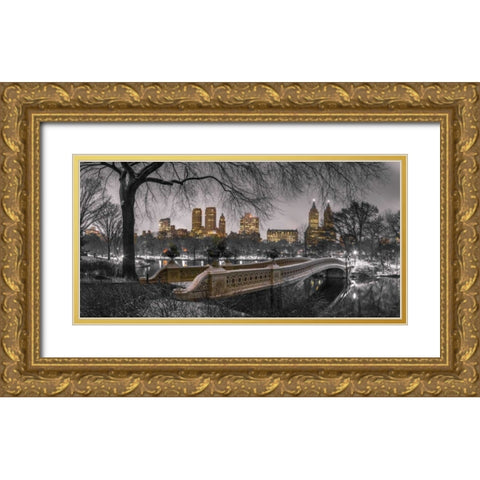 Central park with Manhattan skyline, New York Gold Ornate Wood Framed Art Print with Double Matting by Frank, Assaf