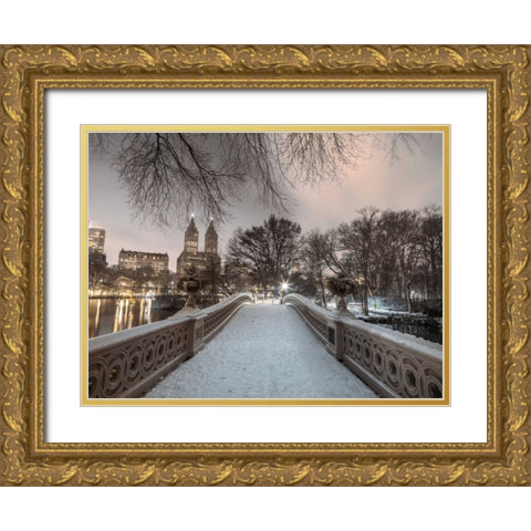 Central park with Manhattan skyline, New York Gold Ornate Wood Framed Art Print with Double Matting by Frank, Assaf