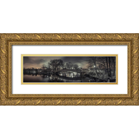 Central park with Manhattan skyline, New York Gold Ornate Wood Framed Art Print with Double Matting by Frank, Assaf