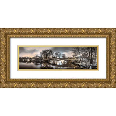 Central park with Manhattan skyline, New York Gold Ornate Wood Framed Art Print with Double Matting by Frank, Assaf