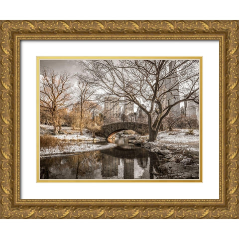 Central park in New York Gold Ornate Wood Framed Art Print with Double Matting by Frank, Assaf