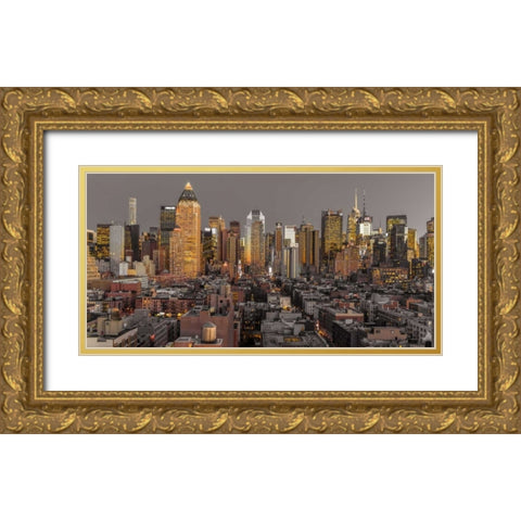 Lower Manhattan cityscape, New York Gold Ornate Wood Framed Art Print with Double Matting by Frank, Assaf