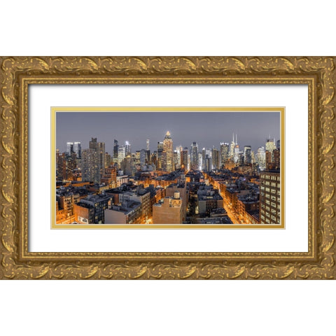 Lower Manhattan-New York Gold Ornate Wood Framed Art Print with Double Matting by Frank, Assaf