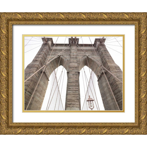 Brooklyn bridge, New York Gold Ornate Wood Framed Art Print with Double Matting by Frank, Assaf