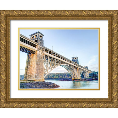 Britania bridge in Conwy, North Wales Gold Ornate Wood Framed Art Print with Double Matting by Frank, Assaf