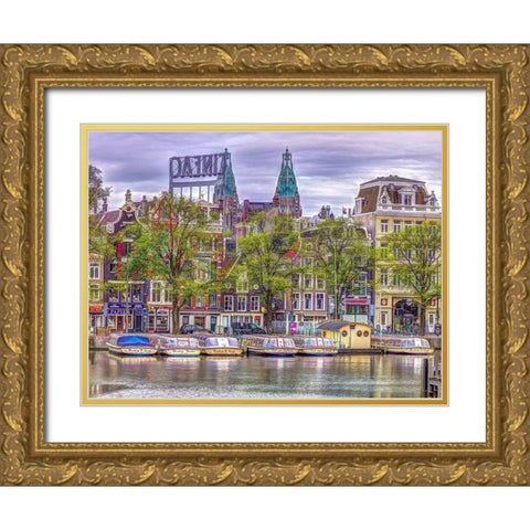 Amsterdam waterfront Gold Ornate Wood Framed Art Print with Double Matting by Frank, Assaf