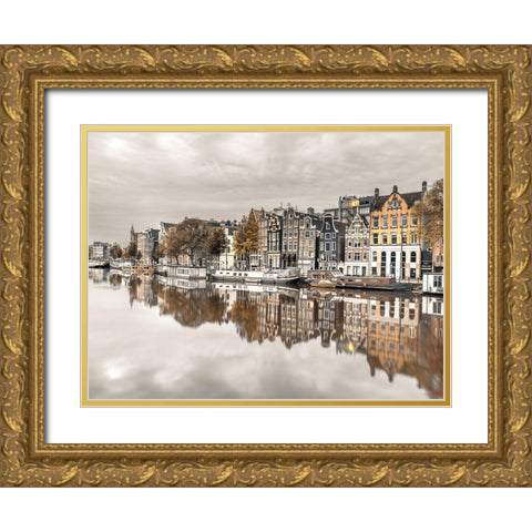 Amsterdam-reflections Gold Ornate Wood Framed Art Print with Double Matting by Frank, Assaf