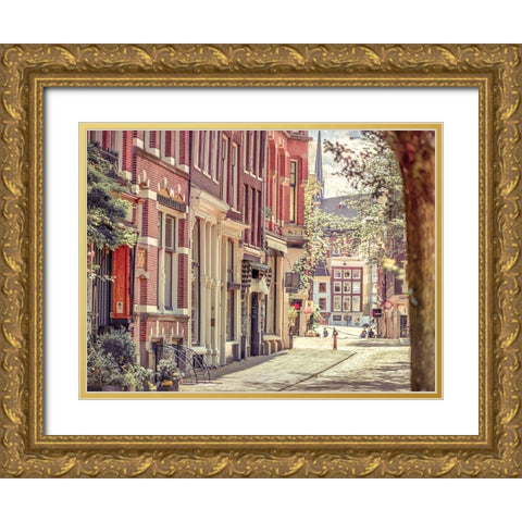City street-Amsterdam Gold Ornate Wood Framed Art Print with Double Matting by Frank, Assaf