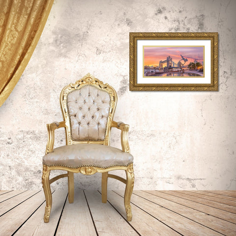Tower Bridge at sunset, London Gold Ornate Wood Framed Art Print with Double Matting by Frank, Assaf
