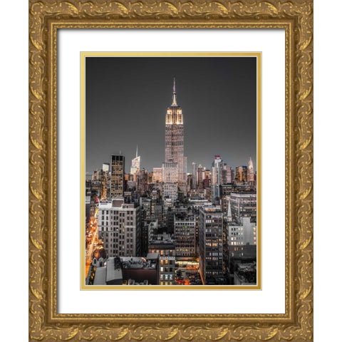 AF20131118 New York 1171C09 Gold Ornate Wood Framed Art Print with Double Matting by Frank, Assaf