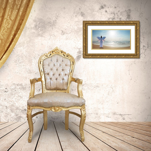 AF20150529 Beach 523-PanoC01P Gold Ornate Wood Framed Art Print with Double Matting by Frank, Assaf