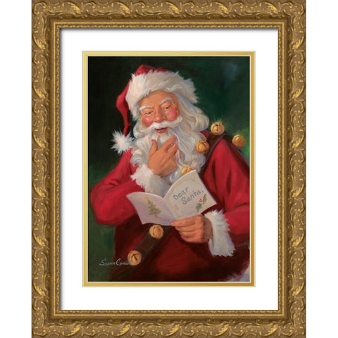 Dear Santa Gold Ornate Wood Framed Art Print with Double Matting by Comish, Susan