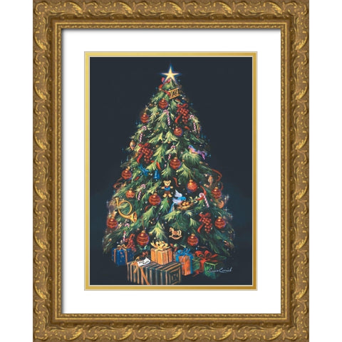 O Christmas tree Gold Ornate Wood Framed Art Print with Double Matting by Comish, Susan