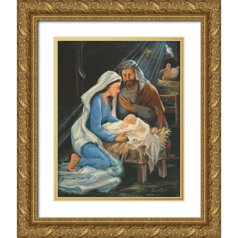 Birth Of Christ Gold Ornate Wood Framed Art Print with Double Matting by Comish, Susan