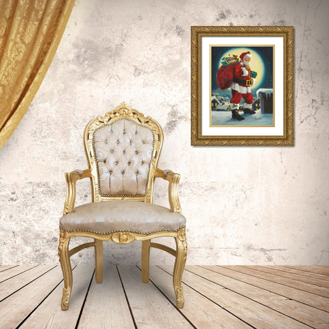 Up On The Rooftop Gold Ornate Wood Framed Art Print with Double Matting by Comish, Susan