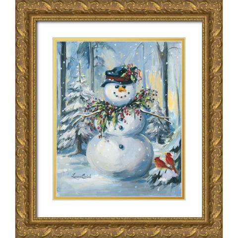 Berry Christmas Gold Ornate Wood Framed Art Print with Double Matting by Comish, Susan