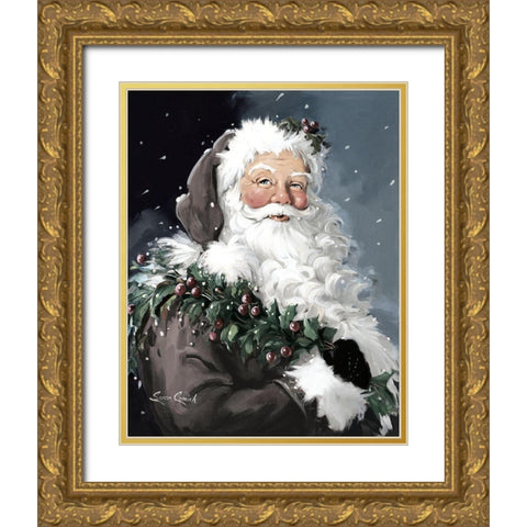 BerryChristmas Colorized Gold Ornate Wood Framed Art Print with Double Matting by Comish, Susan