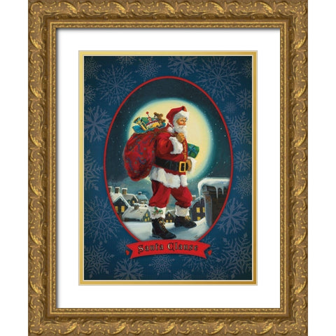 Santa Claus Gold Ornate Wood Framed Art Print with Double Matting by Comish, Susan