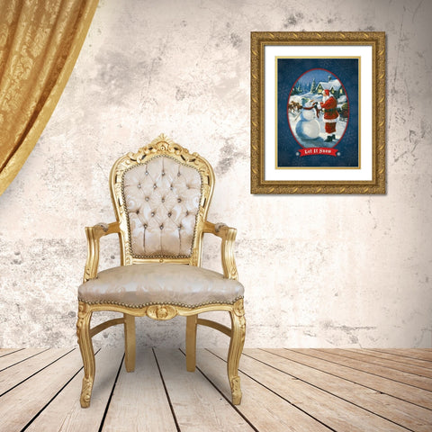 Let It Snow Gold Ornate Wood Framed Art Print with Double Matting by Comish, Susan