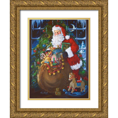 Twas The Night Before Christmas Gold Ornate Wood Framed Art Print with Double Matting by Comish, Susan