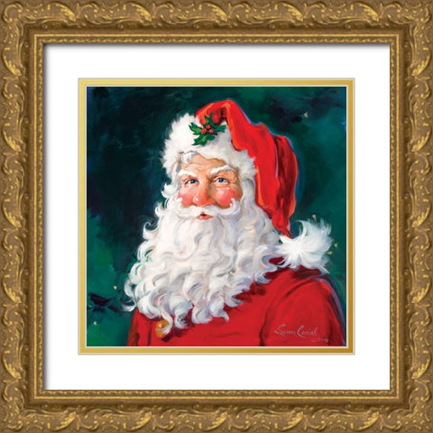 Santa Dear Gold Ornate Wood Framed Art Print with Double Matting by Comish, Susan