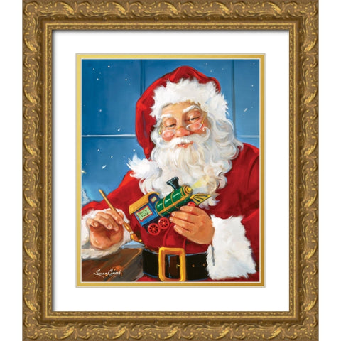 Santas Toys Gold Ornate Wood Framed Art Print with Double Matting by Comish, Susan