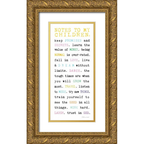 Notes to Children VII Gold Ornate Wood Framed Art Print with Double Matting by Marrott, Stephanie