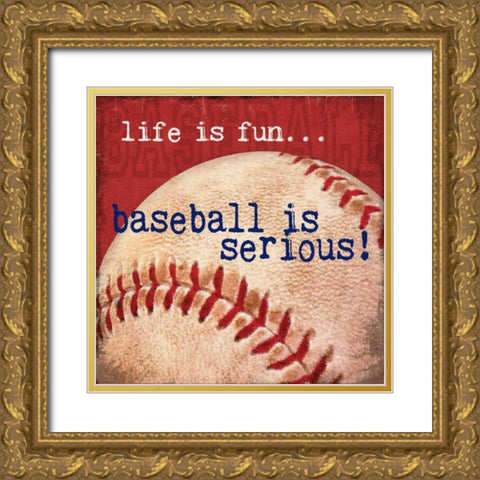 Baseball Gold Ornate Wood Framed Art Print with Double Matting by Marrott, Stephanie