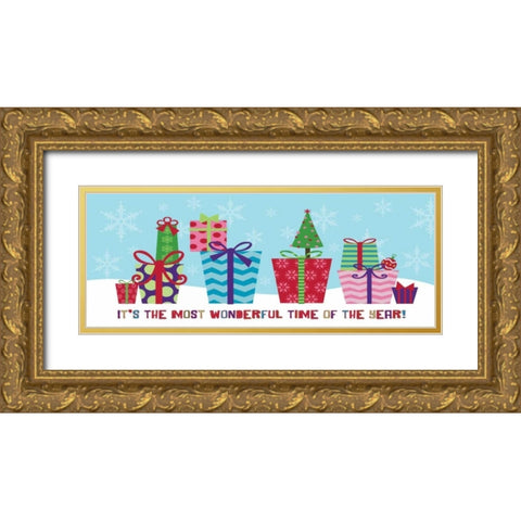 Presents Group Gold Ornate Wood Framed Art Print with Double Matting by Marrott, Stephanie