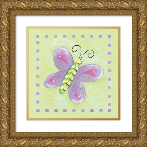 Flutterby Gold Ornate Wood Framed Art Print with Double Matting by Marrott, Stephanie