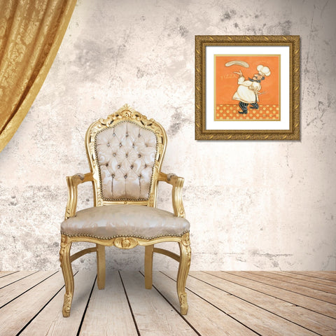 Pizza Chef Gold Ornate Wood Framed Art Print with Double Matting by Marrott, Stephanie