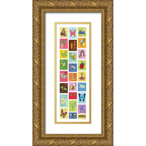 Bug Alphabet Gold Ornate Wood Framed Art Print with Double Matting by Marrott, Stephanie