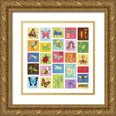 Bug Alphabet Gold Ornate Wood Framed Art Print with Double Matting by Marrott, Stephanie