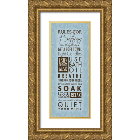 Rules For Bathing Gold Ornate Wood Framed Art Print with Double Matting by Marrott, Stephanie