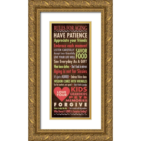 Rules For Aging Gold Ornate Wood Framed Art Print with Double Matting by Marrott, Stephanie