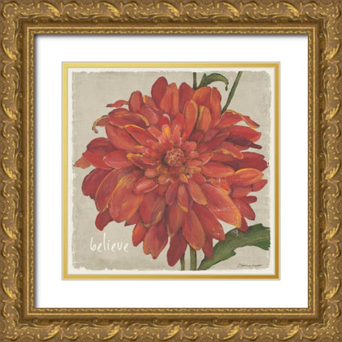 Believe Floral Gold Ornate Wood Framed Art Print with Double Matting by Marrott, Stephanie