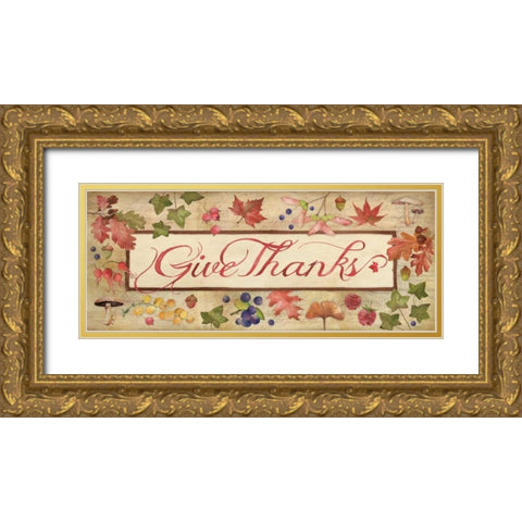 Give Thanks Gold Ornate Wood Framed Art Print with Double Matting by Marrott, Stephanie