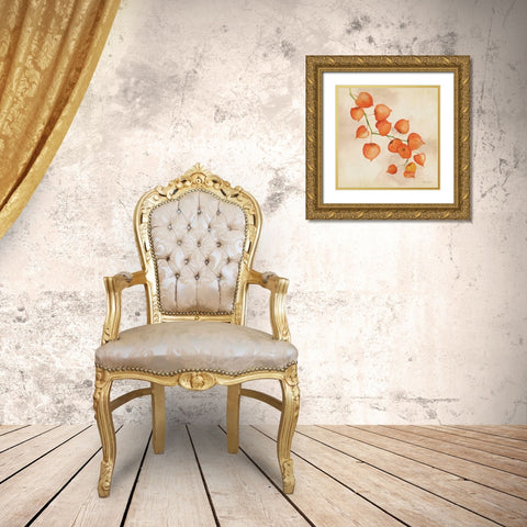 Lanterns In Fall Gold Ornate Wood Framed Art Print with Double Matting by Marrott, Stephanie