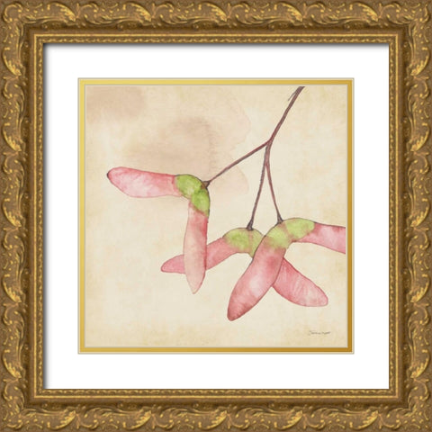 Maple Seeds In Fall Gold Ornate Wood Framed Art Print with Double Matting by Marrott, Stephanie