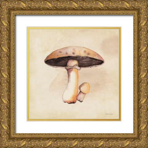 Mushrooms In Fall Gold Ornate Wood Framed Art Print with Double Matting by Marrott, Stephanie
