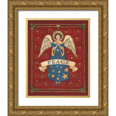 Peace Angel Gold Ornate Wood Framed Art Print with Double Matting by Marrott, Stephanie