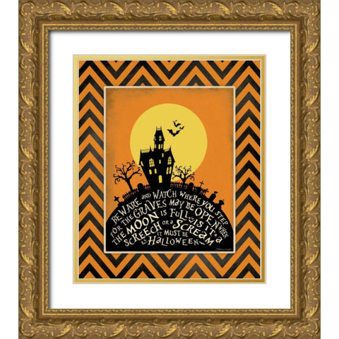 Beware Gold Ornate Wood Framed Art Print with Double Matting by Marrott, Stephanie